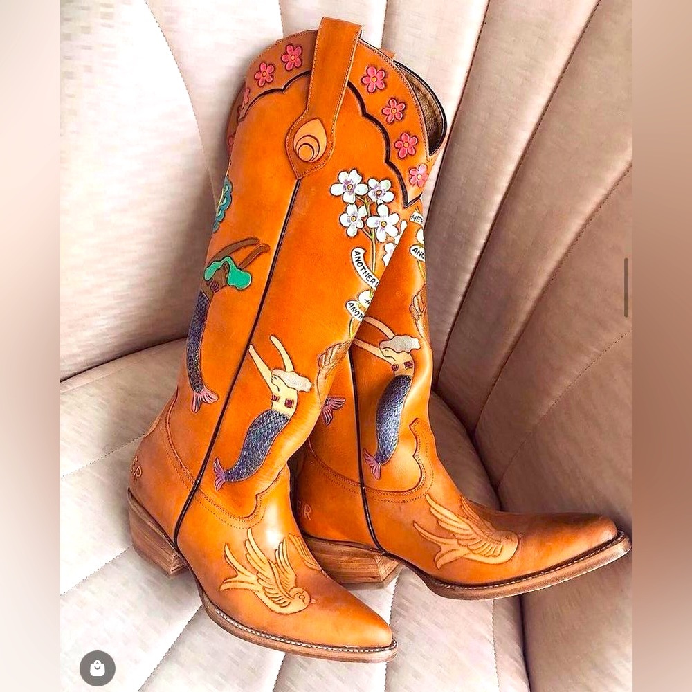 COPY - NEW BROTHER VELLIES TALL MERMAID  DOODLE COWBOY  BOOTS  $1100 ALL HAND C…